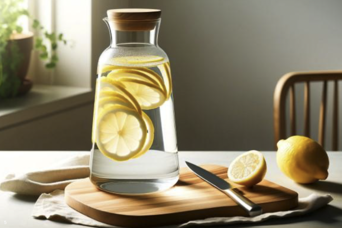 Ein Glas mit frischer Zitronenlimonade