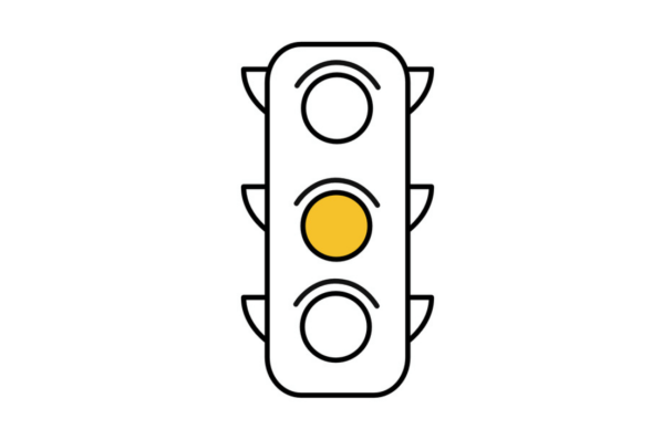 Zeichnung einer Ampel mit gelbem Licht