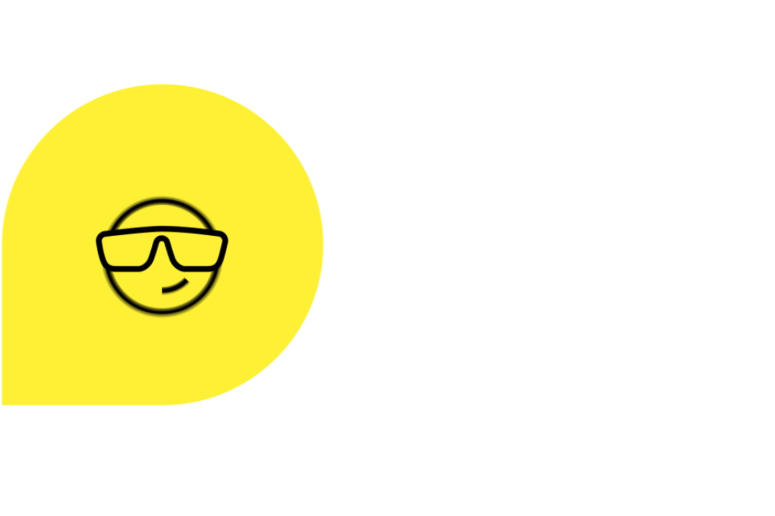 Icon Anders cool auf einer gelben Bubble