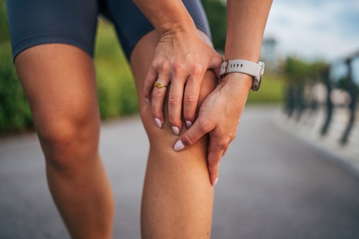 Joggerin hat Knieschmerzen aufgrund von Fehlstellungen