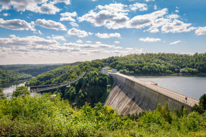 Blick auf Rappbodetalsperre und Titan-Hängebrücke