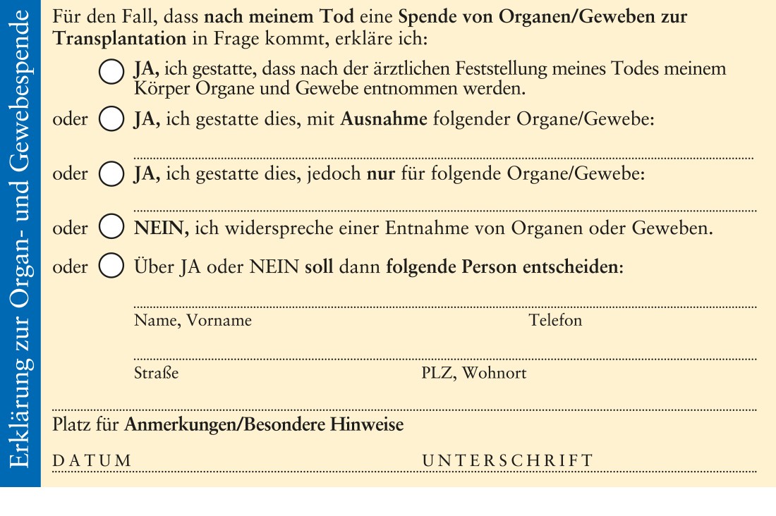 C-Content Organspendeausweis Rückseite