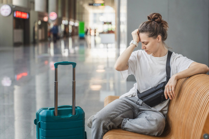Eine Frau erfährt Klaustrophobie vor einem Flug