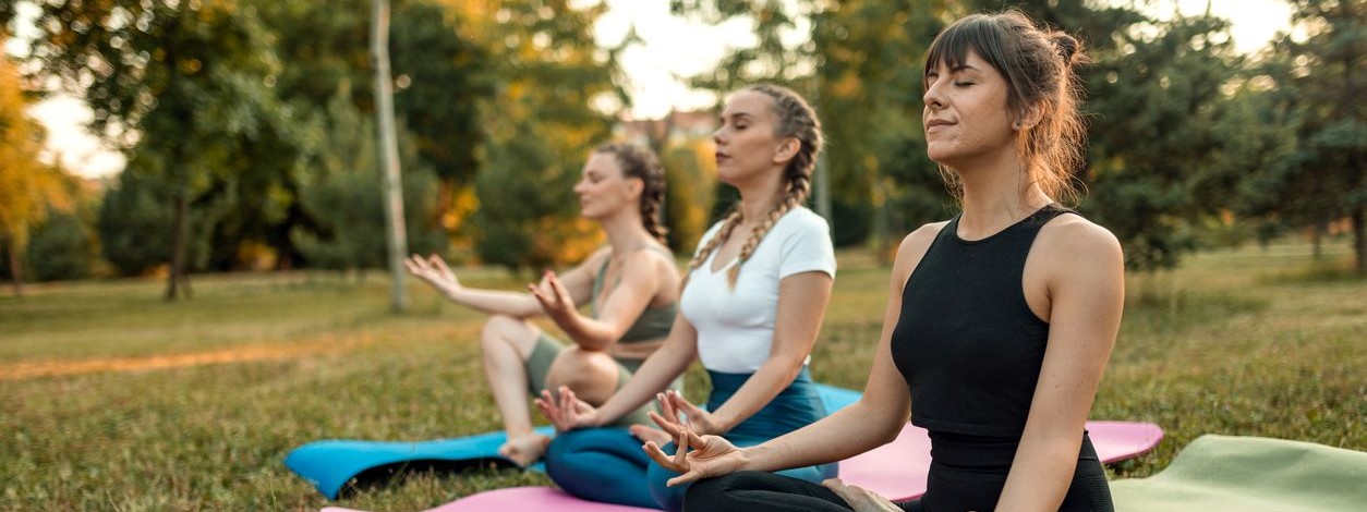 Frauen beim Yoga im Park