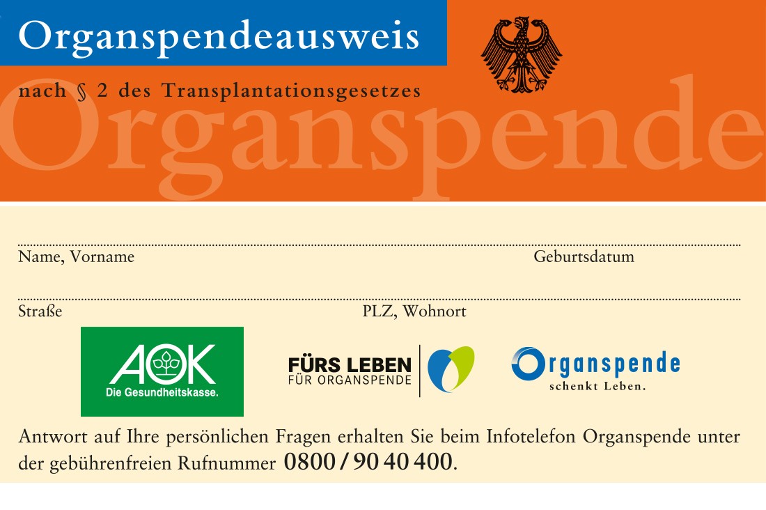 C-Content Organspendeausweis Vorderseite