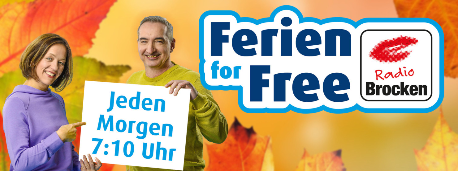 Die Moderatoren Amrei und Tilo präsentieren die Radio Brocken-Aktion "ferien for free".